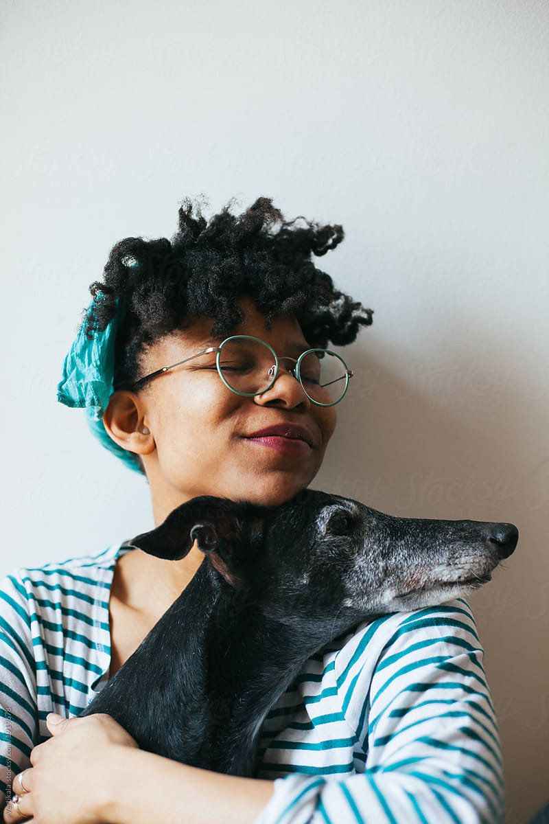 Woman Spending Time With Her Dog Indoor